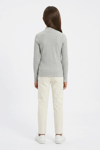 RIBBED MOCK NECK T-SHIRT FOR GIRLS