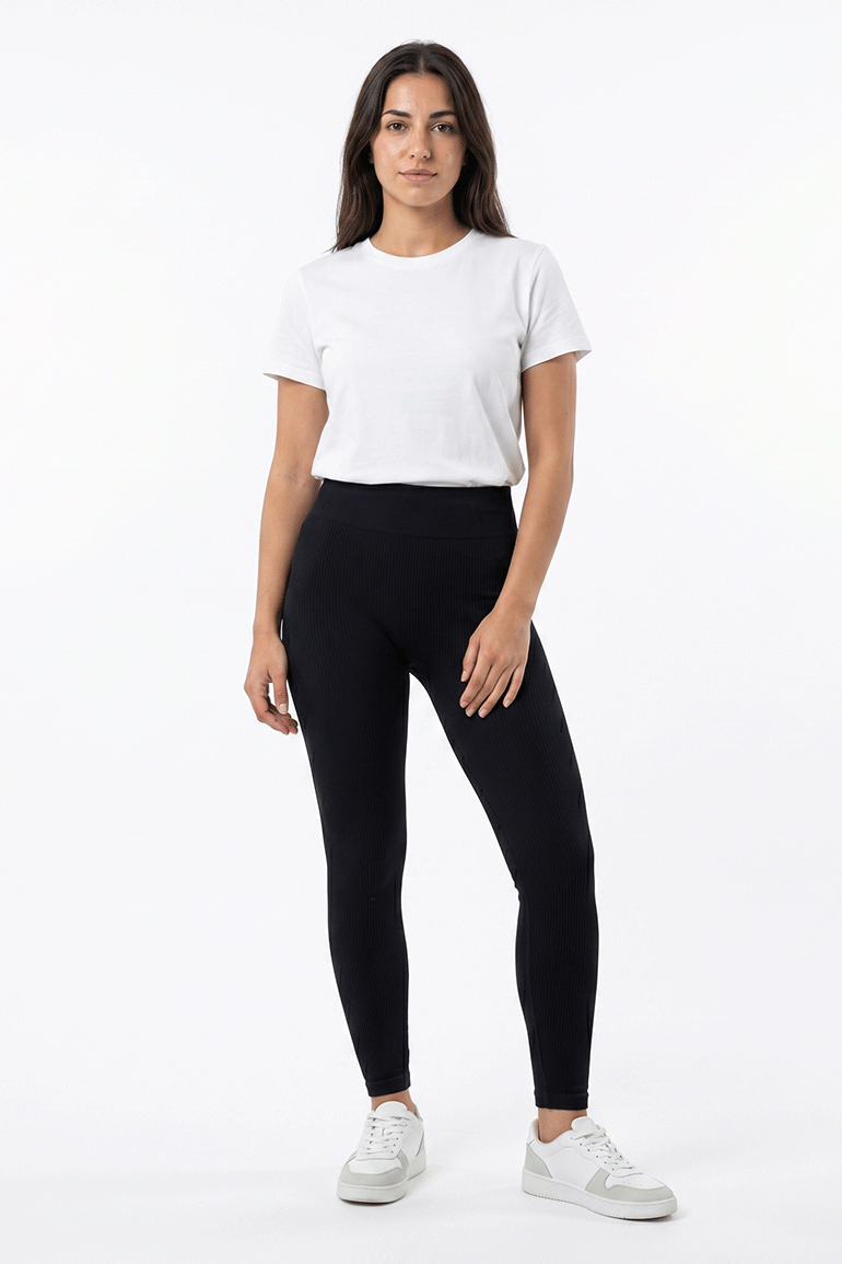 ACTIVEWEAR RIBBED STRETCH LEGGINGS FOR WOMEN