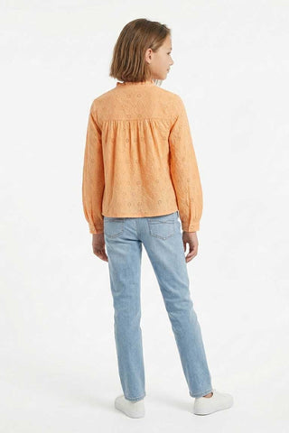 Schiffli Button-Down Blouse For Girl