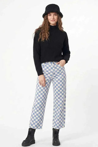 Regular Fit Check Jeans For Women