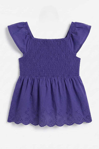 SMOCKED RUFFLE SLEEVES BLOUSE FOR GIRLS