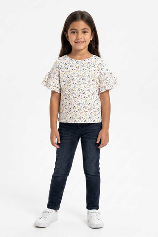 PRINTED RUFFLE SLEEVES BLOUSE FOR GIRLS