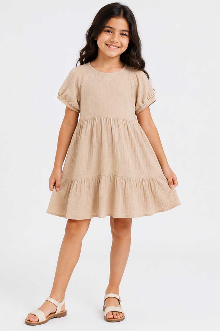 TIERED TEXTURED DRESS FOR GIRLS