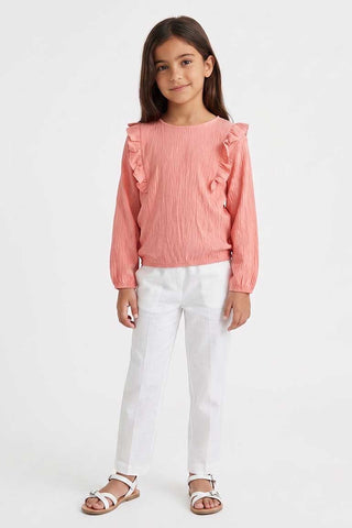 RUFFLE DETAIL TEXTURED BLOUSE FOR GIRLS