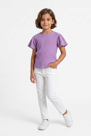 TEXTURED PUFF SLEEVES BLOUSE FOR GIRLS