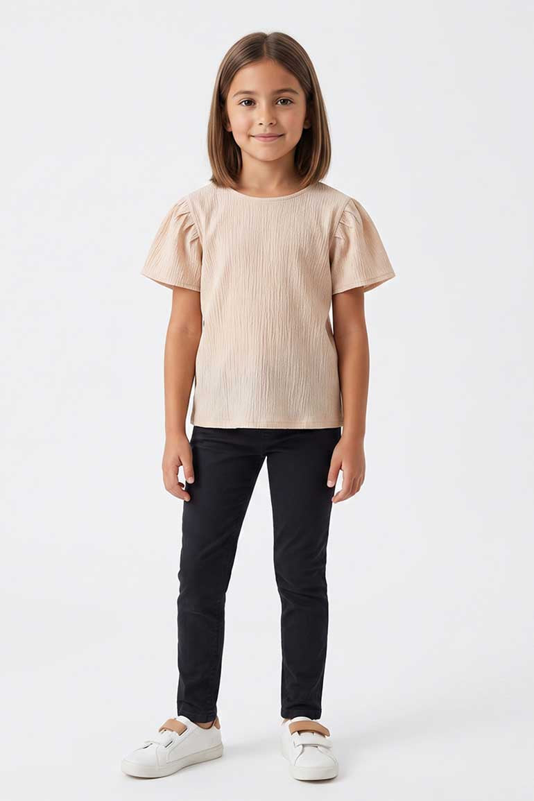 TEXTURED PUFF SLEEVES BLOUSE FOR GIRLS