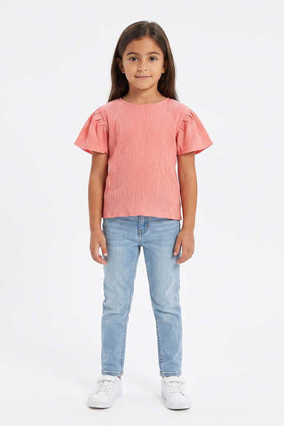 TEXTURED PUFF SLEEVES BLOUSE FOR GIRLS