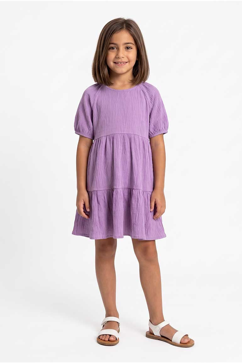 TIERED TEXTURED DRESS FOR GIRLS