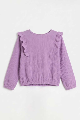 RUFFLE DETAIL TEXTURED BLOUSE FOR GIRLS