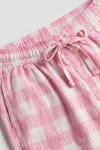 CHECKERED PULL-ON PANTS FOR GIRLS
