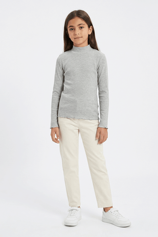 RIBBED MOCK NECK T-SHIRT FOR GIRLS
