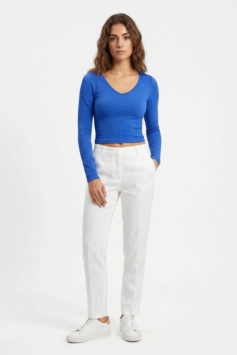 ACTIVEWEAR RIBBED LONG SLEEVES T-SHIRT FOR WOMEN