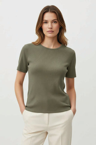 Ribbed Basic T-Shirt For Women