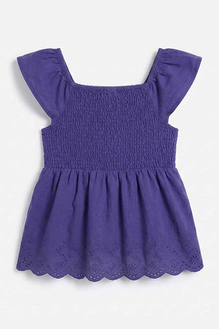 SMOCKED RUFFLE SLEEVES BLOUSE FOR GIRLS