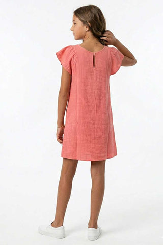 Bow Front Flutter Sleeve Dress For Girl