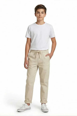 Drawstring Trousers for Boys - Beige