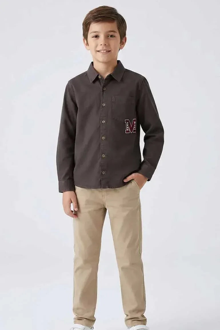 Solid Button Down Shirt For Boy