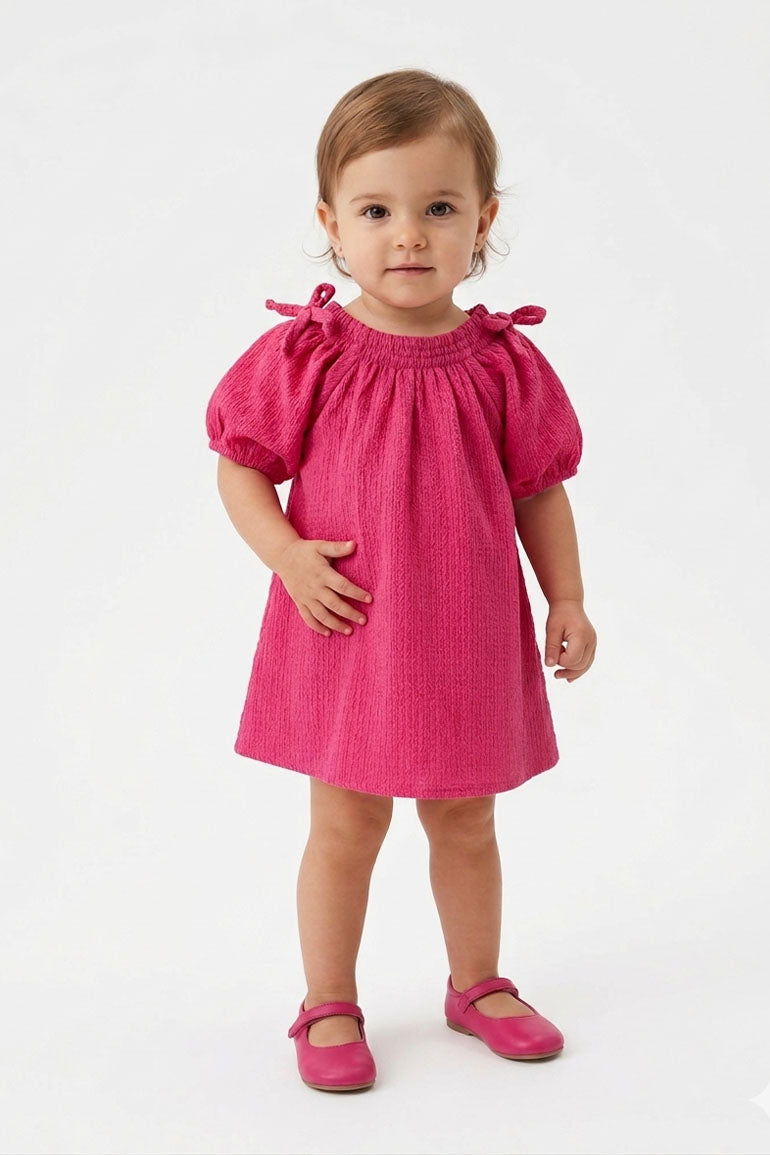 Puff Sleeves Dress For Baby Girl