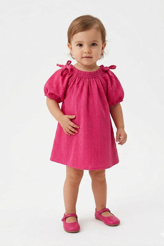 Puff Sleeves Dress For Baby Girl