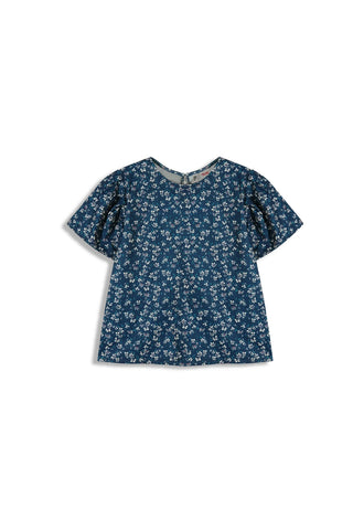 Frills Printed T-Shirt for Girl - Nile Blue
