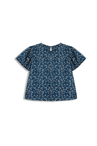 Frills Printed T-Shirt for Girl - Nile Blue