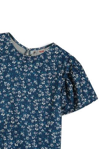 Frills Printed T-Shirt for Girl - Nile Blue