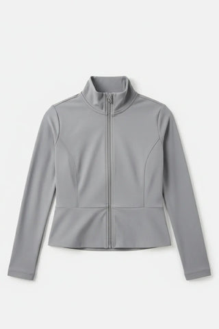 Zip-Up Activewear Jacket For Women - Heather Grey - MEME