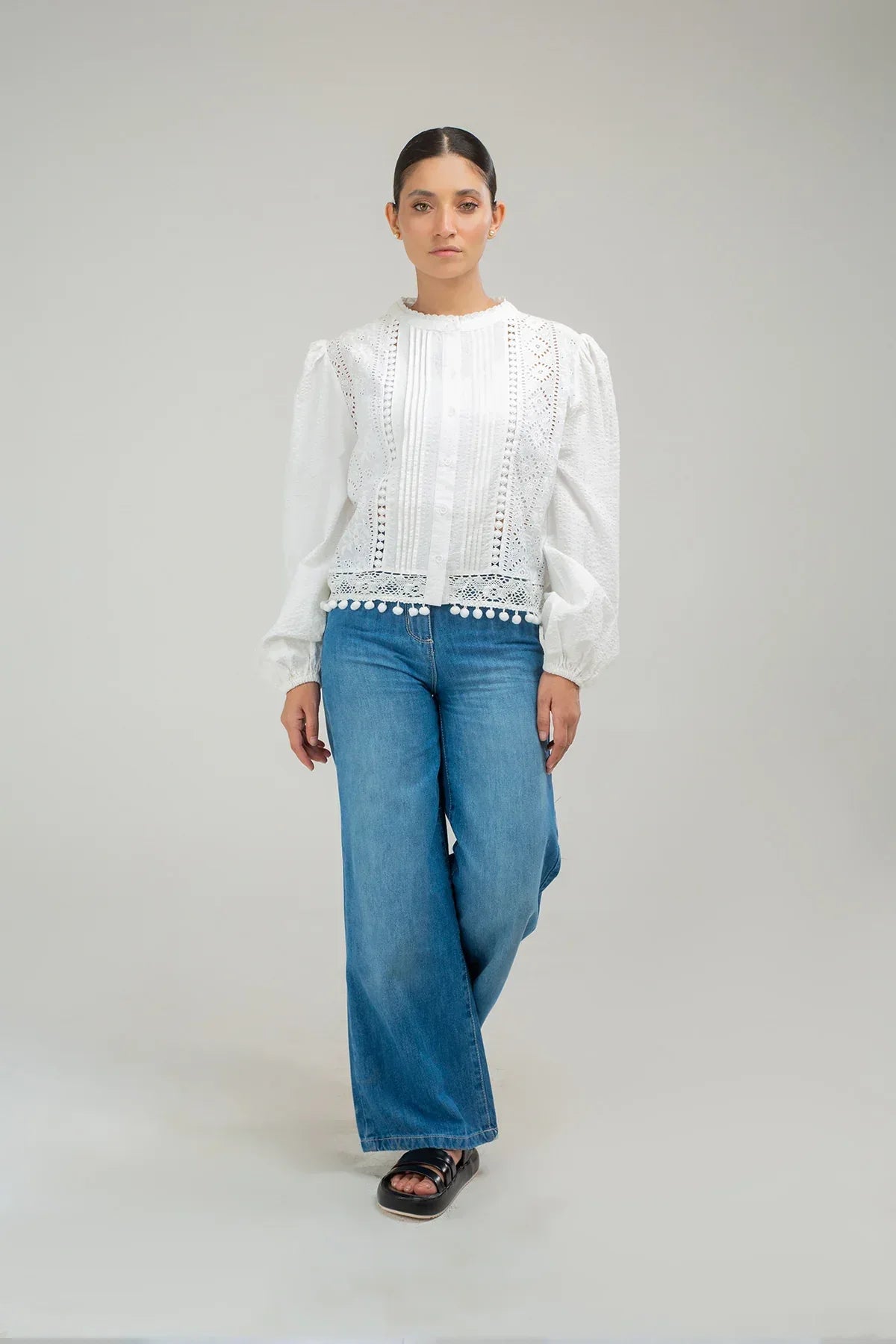 Embroidred Shirt For Women - White - New Arrival - MEME