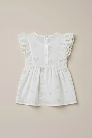 Ruffle Sleeve Top For Baby Girl - White