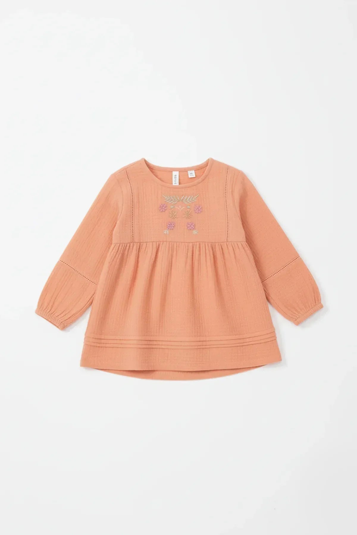 Embroidered Long Sleeve Dress For Baby Girl