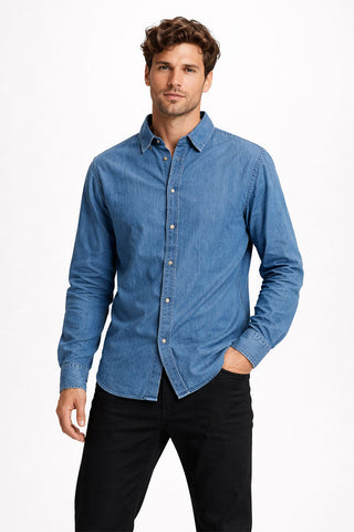 Denim Button Down Shirt For Men