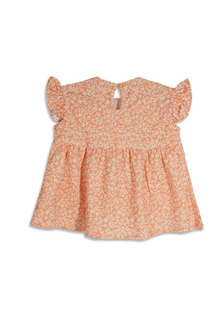 Printed Dress for Baby Girl - Pinkish Tan