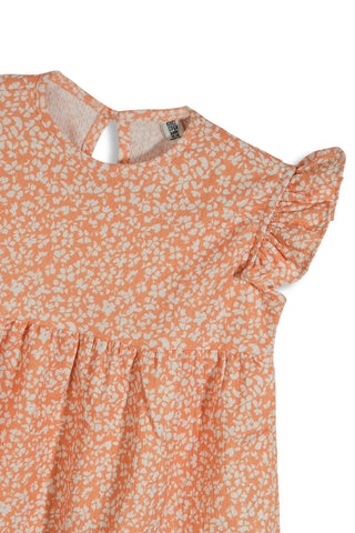 Printed Dress for Baby Girl - Pinkish Tan