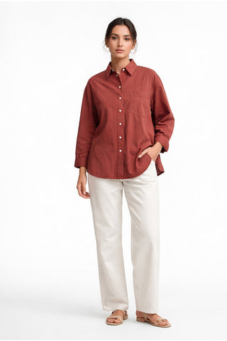 Button Down Shirt With Pocket For Women