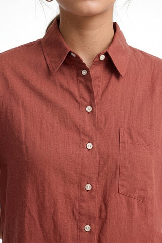 Button Down Shirt With Pocket For Women