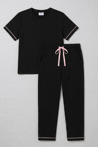 Pj Set  With Piping Detail For Women
