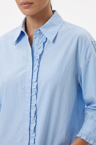 Ruffle Placket Oversized Shirt for Women