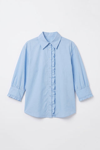 Ruffle Placket Oversized Shirt for Women