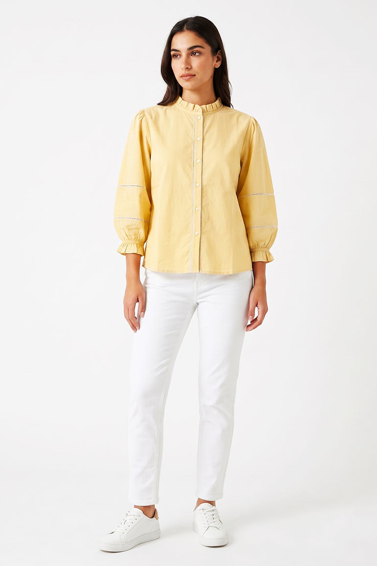 Ruffle Neck Balloon Sleeve Blouse for Women