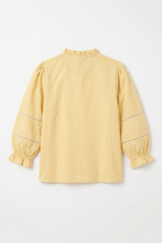 Ruffle Neck Balloon Sleeve Blouse for Women