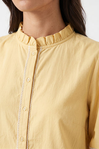 Ruffle Neck Balloon Sleeve Blouse for Women