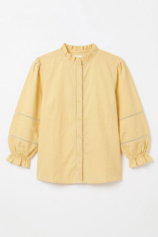 Ruffle Neck Balloon Sleeve Blouse for Women
