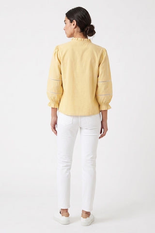 Ruffle Neck Balloon Sleeve Blouse for Women