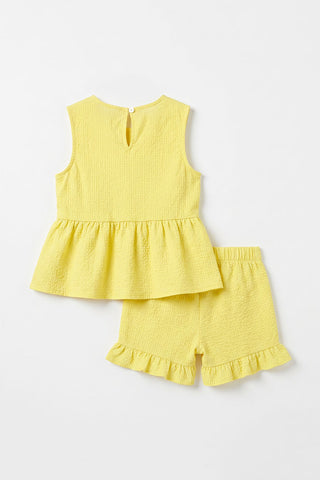 Bow Peplum Top and Ruffle Shorts Set for Baby Girls