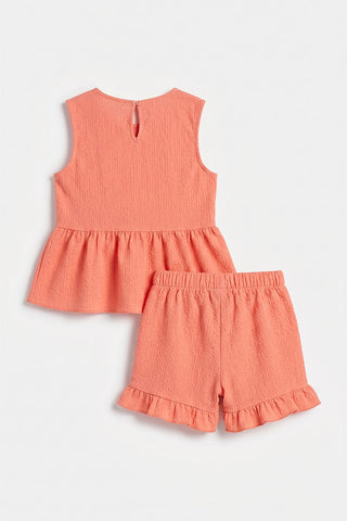 Bow Peplum Top and Ruffle Shorts Set for Baby Girls