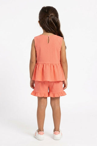 Bow Peplum Top and Ruffle Shorts Set for Baby Girls