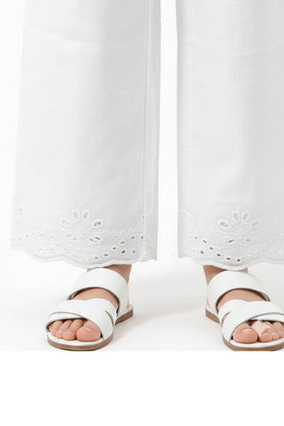 Embroidered Scallop Hem Pants For Girl