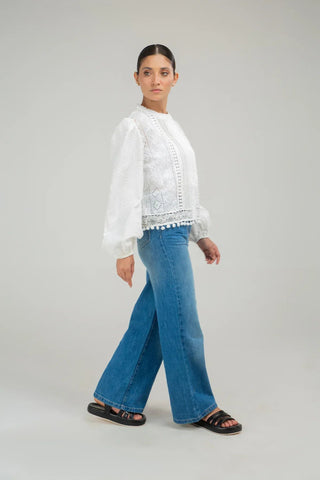 Embroidred Shirt For Women - White - New Arrival - MEME