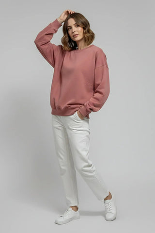 Crew Neck Sweatshirt For Women - Ash Rose