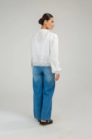 Embroidred Shirt For Women - White - New Arrival - MEME